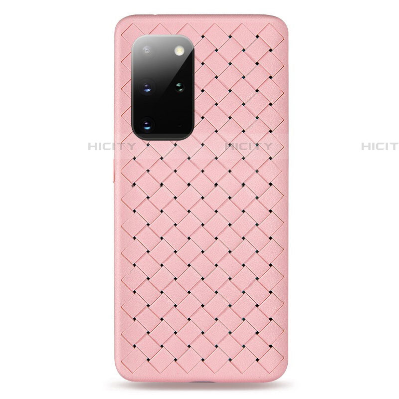 Samsung Galaxy S20 Plus用シリコンケース ソフトタッチラバー レザー柄 カバー H05 サムスン ピンク
