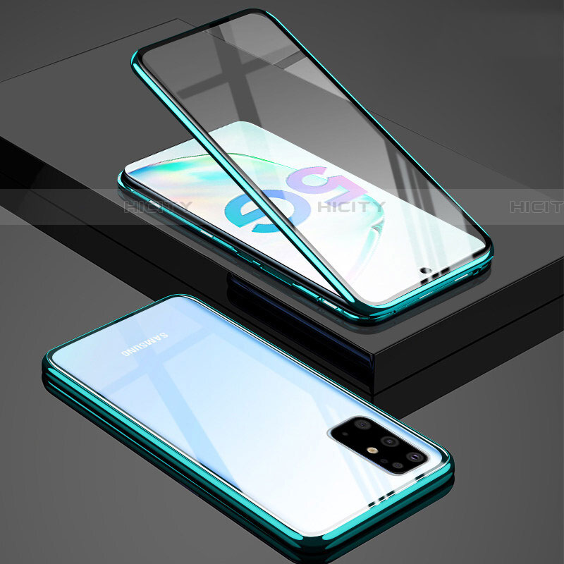 Samsung Galaxy S20 Plus用ケース 高級感 手触り良い アルミメタル 製の金属製 360度 フルカバーバンパー 鏡面 カバー T02 サムスン グリーン