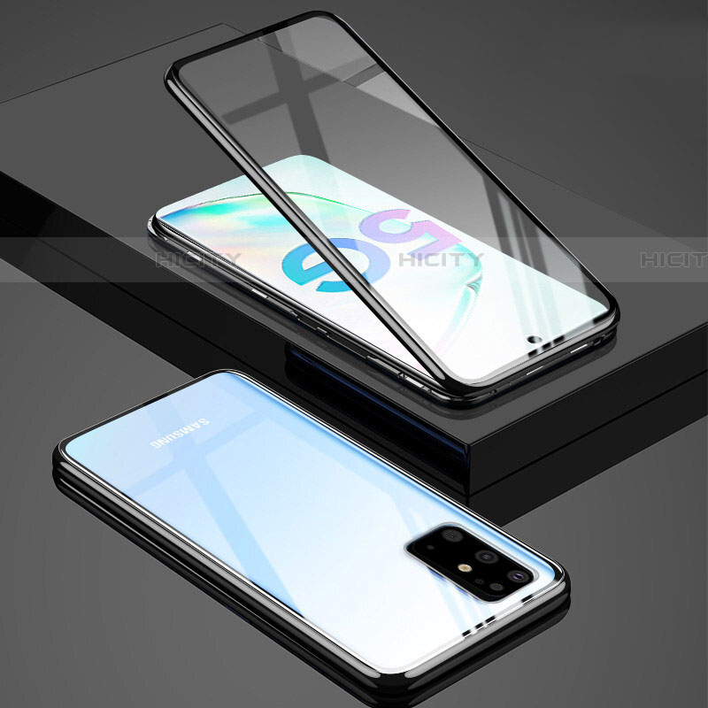 Samsung Galaxy S20 Plus用ケース 高級感 手触り良い アルミメタル 製の金属製 360度 フルカバーバンパー 鏡面 カバー T02 サムスン ブラック