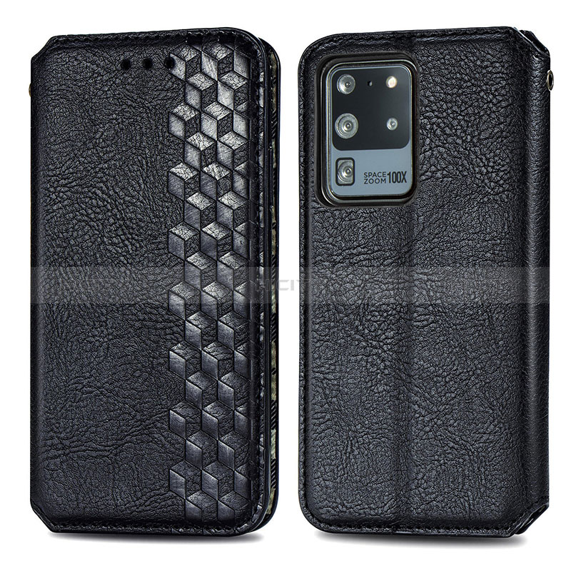 Samsung Galaxy S20 Ultra 5G用手帳型 レザーケース スタンド カバー S01D サムスン ブラック
