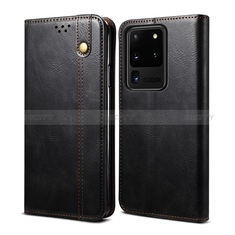 Samsung Galaxy S20 Ultra 5G用手帳型 レザーケース スタンド カバー B01S サムスン ブラック