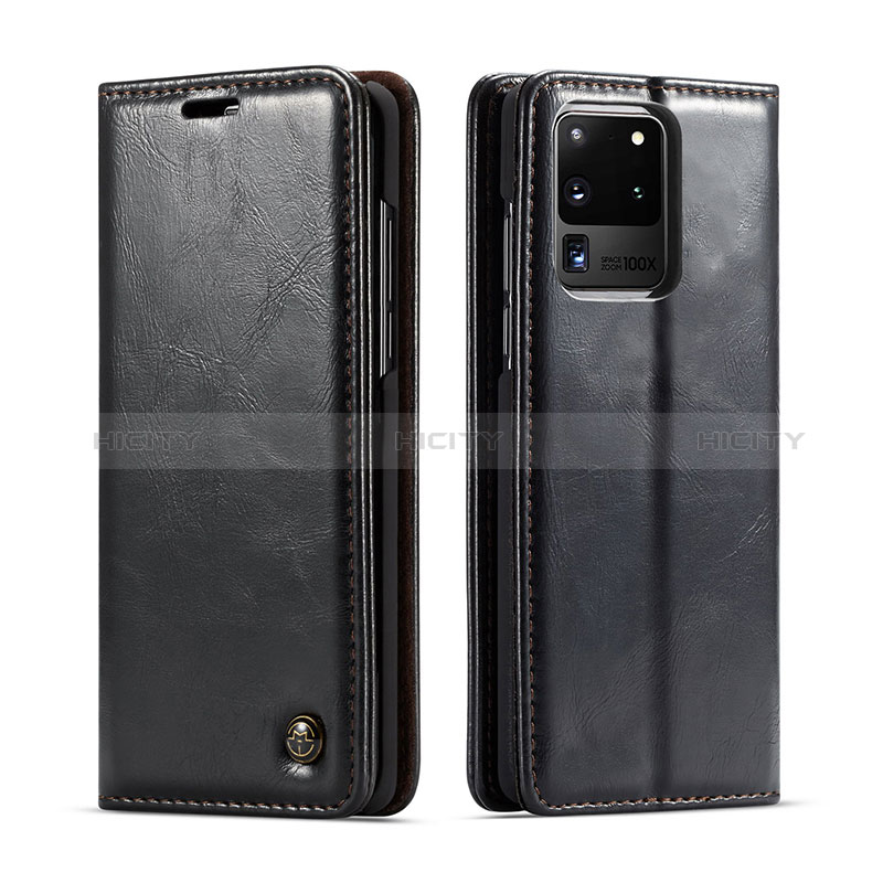 Samsung Galaxy S20 Ultra 5G用手帳型 レザーケース スタンド カバー C03S サムスン ブラック