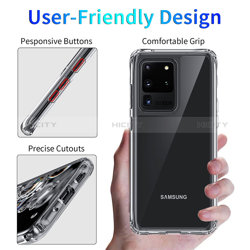 Samsung Galaxy S20 Ultra 5G用極薄ソフトケース シリコンケース 耐衝撃 全面保護 クリア透明 T06 サムスン クリア