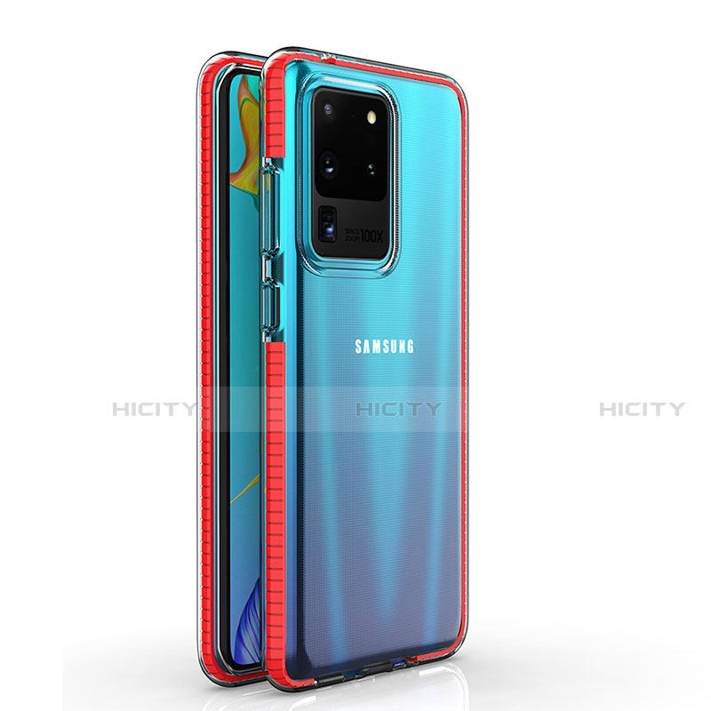 Samsung Galaxy S20 Ultra 5G用極薄ソフトケース シリコンケース 耐衝撃 全面保護 クリア透明 H01 サムスン レッド