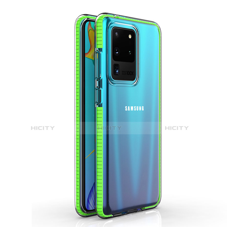 Samsung Galaxy S20 Ultra 5G用極薄ソフトケース シリコンケース 耐衝撃 全面保護 クリア透明 H01 サムスン グリーン