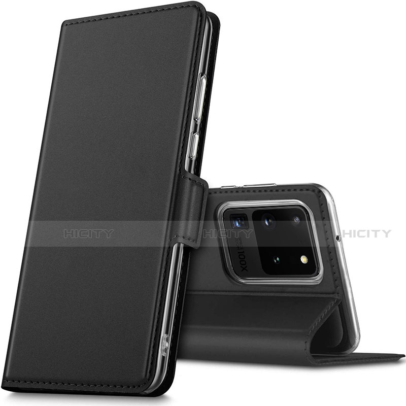 Samsung Galaxy S20 Ultra 5G用手帳型 レザーケース スタンド カバー L02 サムスン ブラック