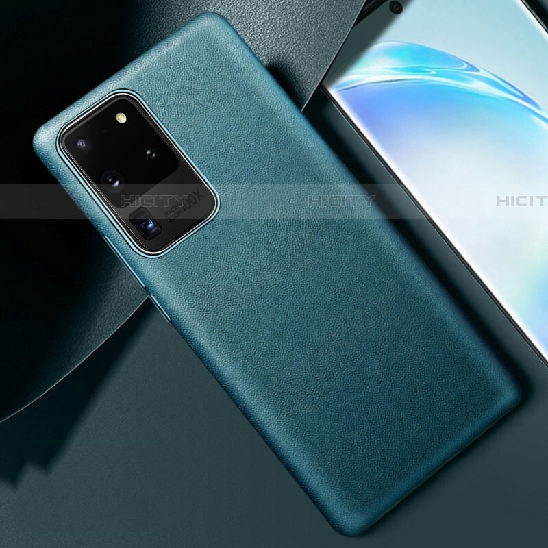 Samsung Galaxy S20 Ultra 5G用ケース 高級感 手触り良いレザー柄 R01 サムスン グリーン