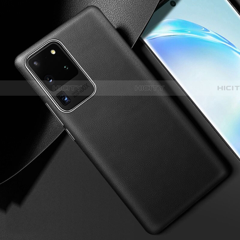 Samsung Galaxy S20 Ultra 5G用ケース 高級感 手触り良いレザー柄 R01 サムスン ブラック