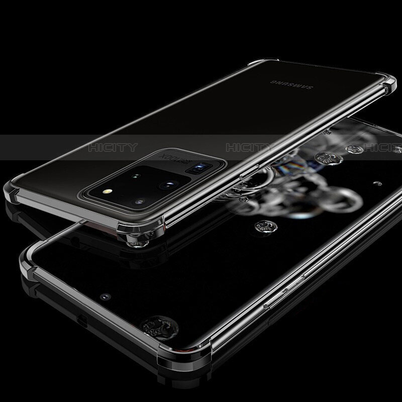 Samsung Galaxy S20 Ultra 5G用極薄ソフトケース シリコンケース 耐衝撃 全面保護 クリア透明 S03 サムスン ブラック
