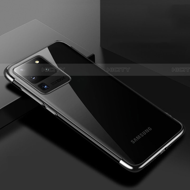 Samsung Galaxy S20 Ultra 5G用極薄ソフトケース シリコンケース 耐衝撃 全面保護 クリア透明 S01 サムスン ブラック
