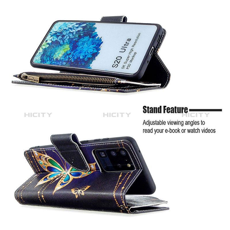 Samsung Galaxy S20 Ultra 5G用手帳型 レザーケース スタンド パターン カバー B04F サムスン 