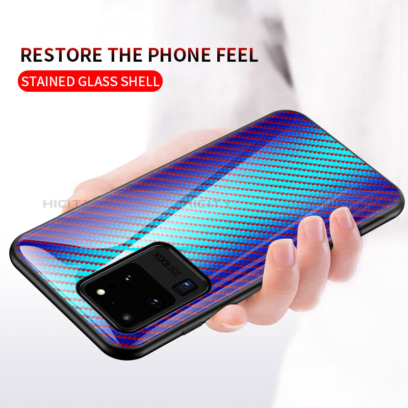 Samsung Galaxy S20 Ultra 5G用ハイブリットバンパーケース プラスチック 鏡面 虹 グラデーション 勾配色 カバー LS2 サムスン 