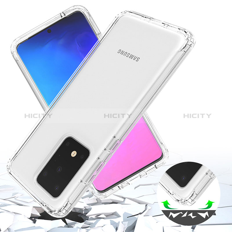 Samsung Galaxy S20 Ultra 5G用前面と背面 360度 フルカバー 極薄ソフトケース シリコンケース 耐衝撃 全面保護 バンパー 勾配色 透明 サムスン 