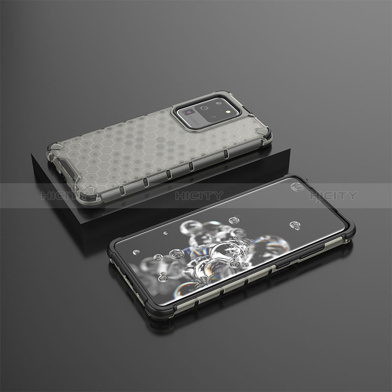 Samsung Galaxy S20 Ultra用360度 フルカバー ハイブリットバンパーケース クリア透明 プラスチック カバー AM2 サムスン ブラック