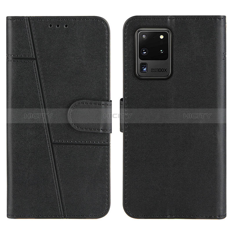 Samsung Galaxy S20 Ultra用手帳型 レザーケース スタンド カバー Y01X サムスン ブラック