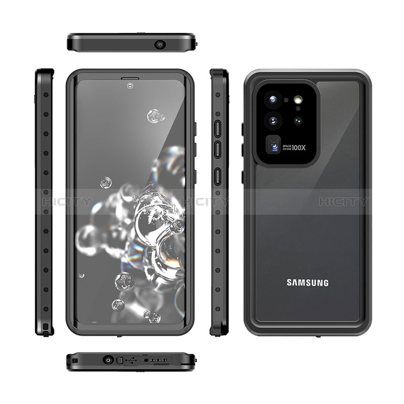 Samsung Galaxy S20 Ultra用完全防水ケース ハイブリットバンパーカバー 高級感 手触り良い 360度 W01 サムスン ブラック