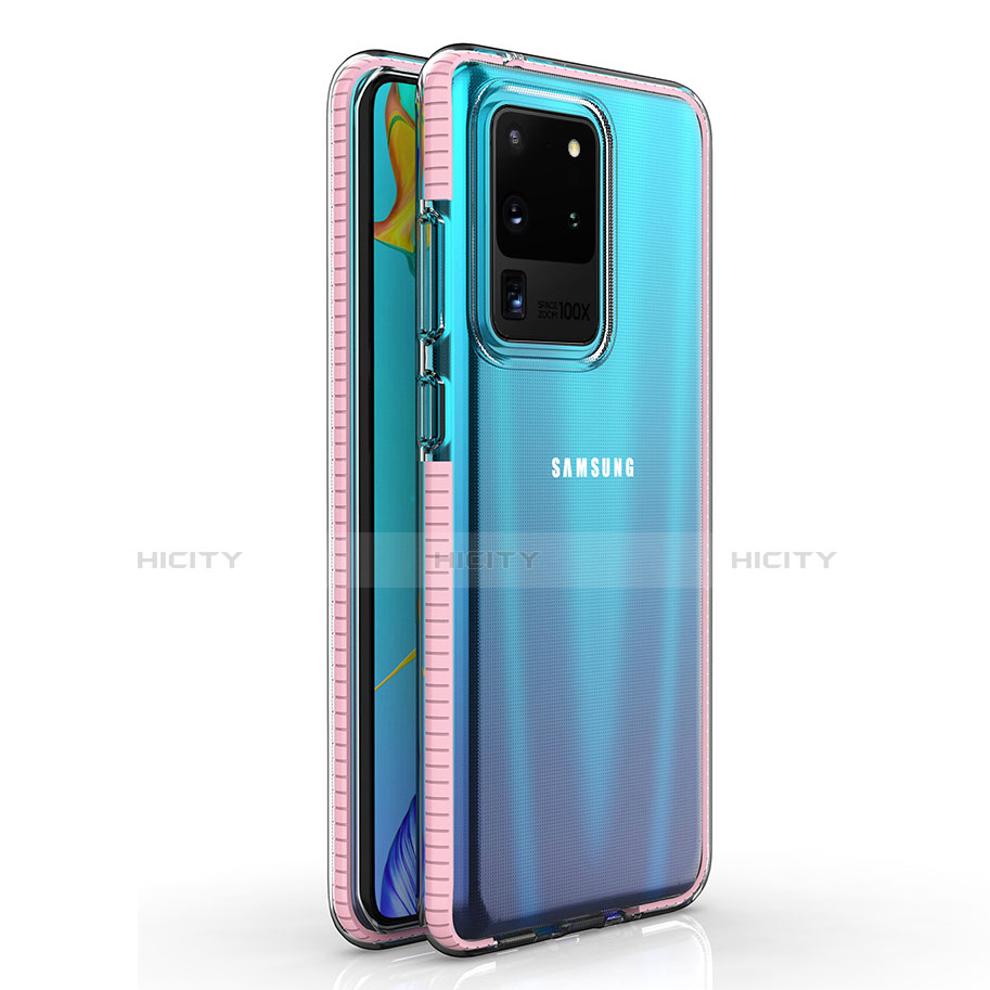 Samsung Galaxy S20 Ultra用極薄ソフトケース シリコンケース 耐衝撃 全面保護 クリア透明 H01 サムスン ローズゴールド