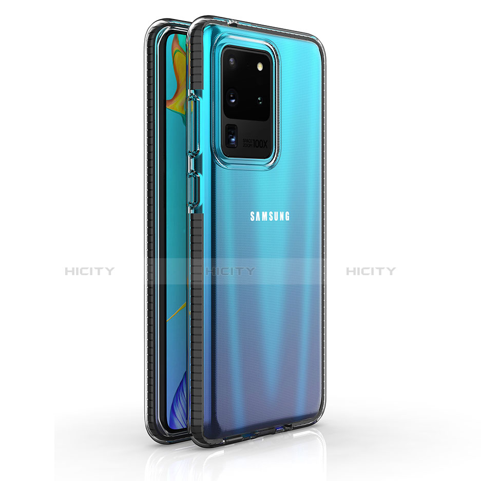 Samsung Galaxy S20 Ultra用極薄ソフトケース シリコンケース 耐衝撃 全面保護 クリア透明 H01 サムスン ブラック
