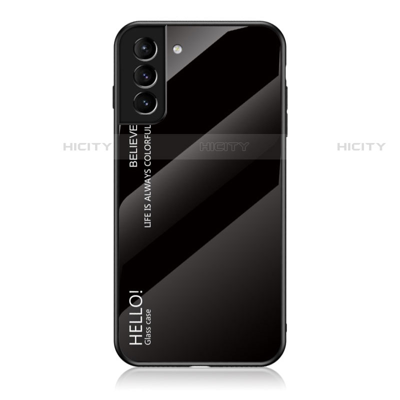 Samsung Galaxy S21 5G用ハイブリットバンパーケース プラスチック 鏡面 虹 グラデーション 勾配色 カバー M02 サムスン ブラック