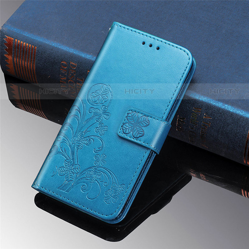 Samsung Galaxy S21 5G用手帳型 レザーケース スタンド 花 カバー サムスン ネイビー