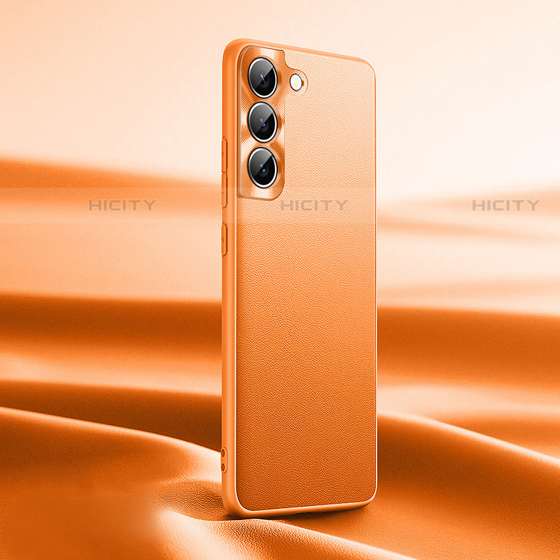 Samsung Galaxy S21 5G用ケース 高級感 手触り良いレザー柄 C07 サムスン オレンジ