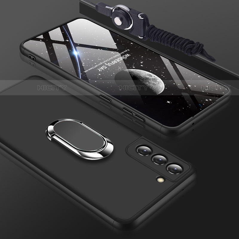Samsung Galaxy S21 5G用ハードケース プラスチック 質感もマット 前面と背面 360度 フルカバー M01 サムスン ブラック