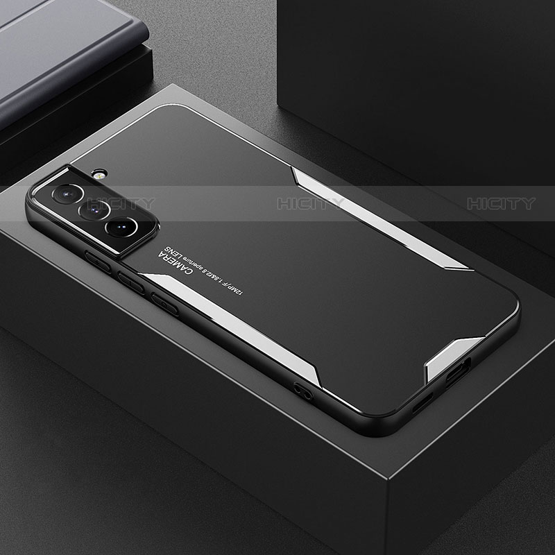 Samsung Galaxy S21 5G用ケース 高級感 手触り良い アルミメタル 製の金属製 兼シリコン カバー M01 サムスン シルバー
