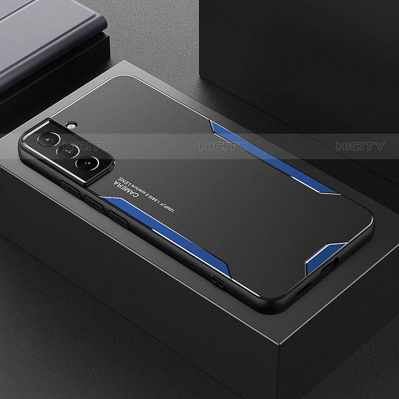 Samsung Galaxy S21 5G用ケース 高級感 手触り良い アルミメタル 製の金属製 兼シリコン カバー M01 サムスン ネイビー