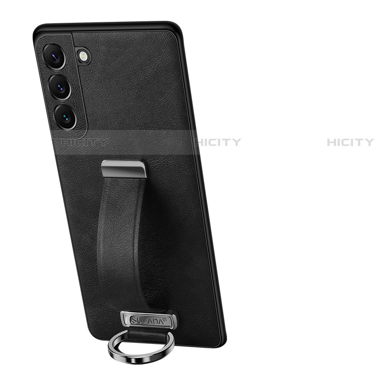 Samsung Galaxy S21 5G用ケース 高級感 手触り良いレザー柄 S05 サムスン ブラック