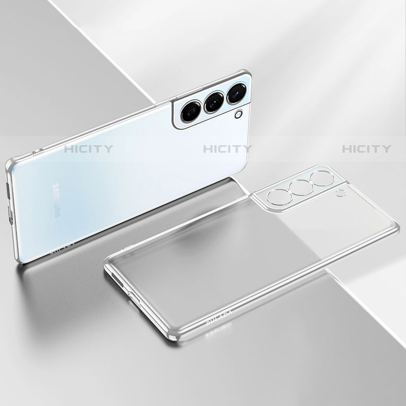 Samsung Galaxy S21 5G用極薄ソフトケース シリコンケース 耐衝撃 全面保護 クリア透明 H03 サムスン シルバー