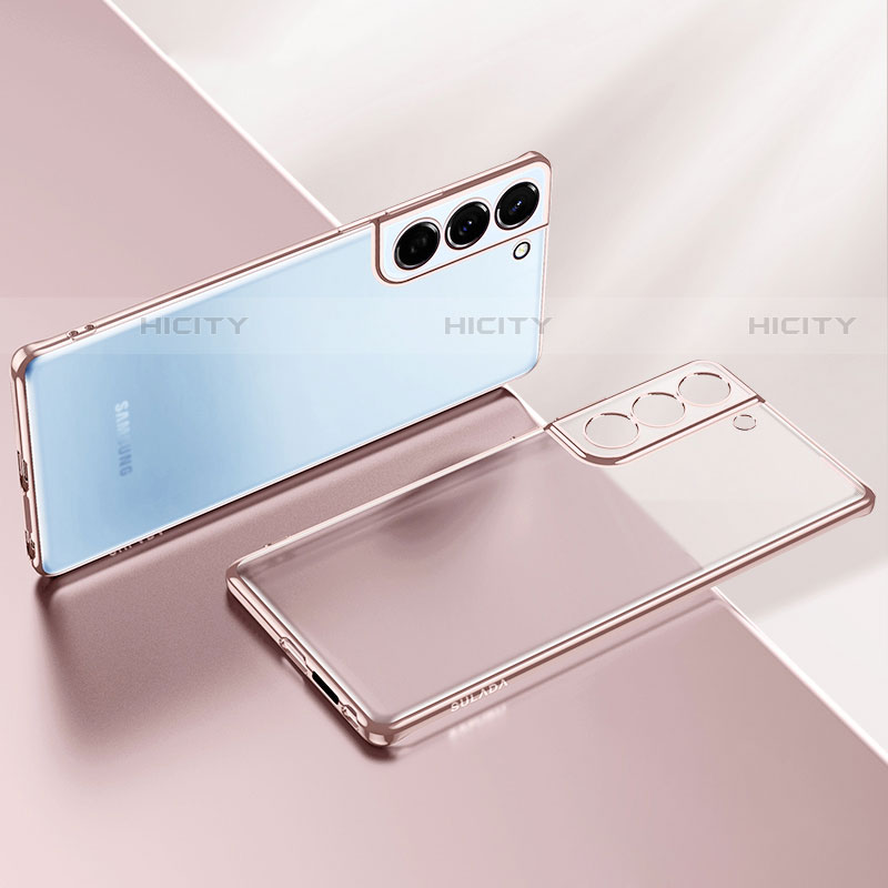 Samsung Galaxy S21 5G用極薄ソフトケース シリコンケース 耐衝撃 全面保護 クリア透明 H03 サムスン ローズゴールド