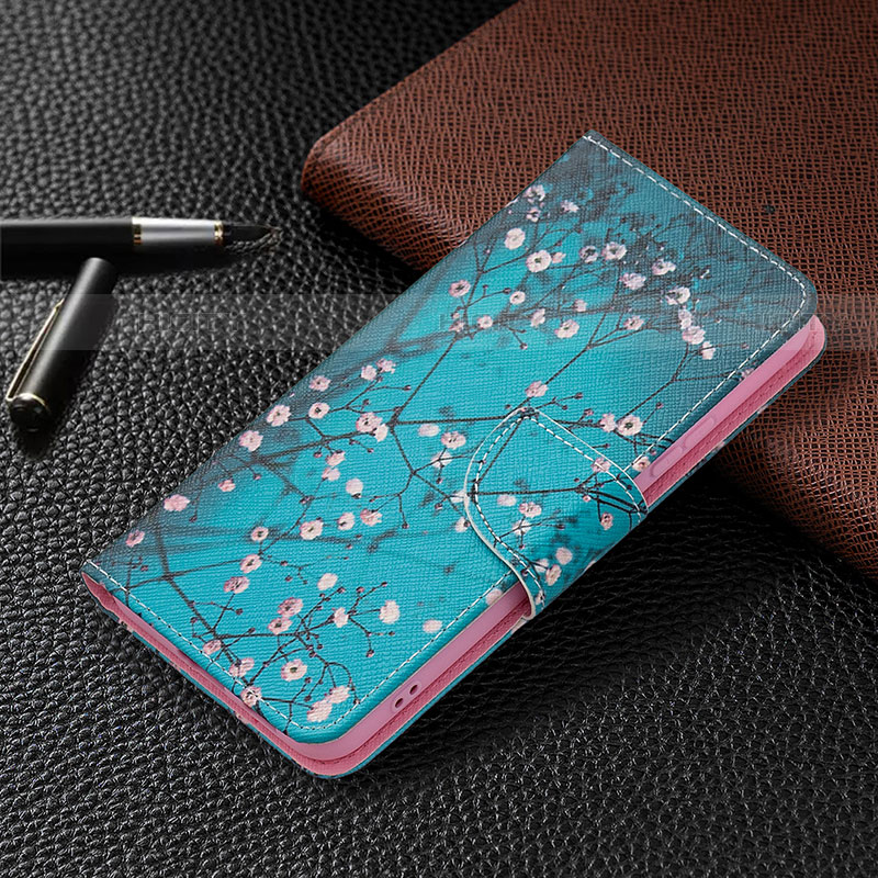 Samsung Galaxy S21 5G用手帳型 レザーケース スタンド パターン カバー B01F サムスン ネイビー