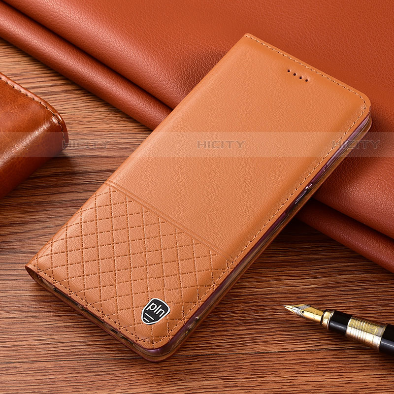 Samsung Galaxy S21 5G用手帳型 レザーケース スタンド カバー H04P サムスン オレンジ