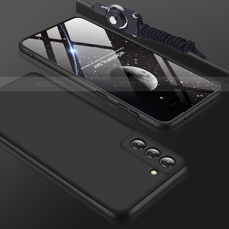 Samsung Galaxy S21 5G用ハードケース プラスチック 質感もマット 前面と背面 360度 フルカバー サムスン ブラック