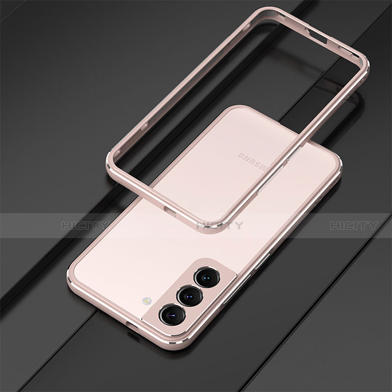 Samsung Galaxy S21 5G用ケース 高級感 手触り良い アルミメタル 製の金属製 バンパー カバー T01 サムスン ローズゴールド