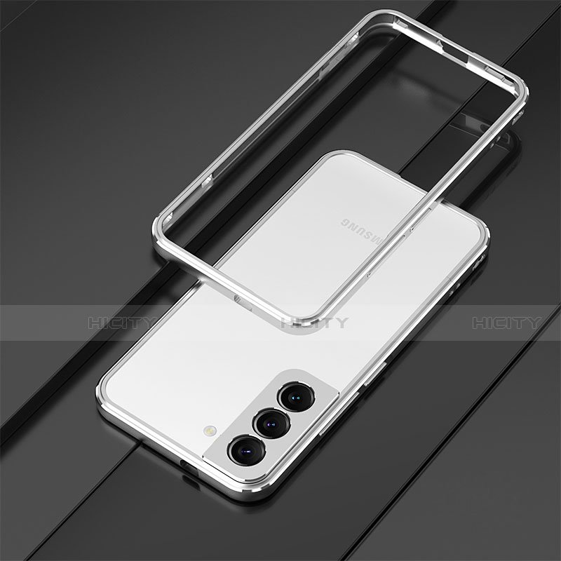 Samsung Galaxy S21 5G用ケース 高級感 手触り良い アルミメタル 製の金属製 バンパー カバー T01 サムスン シルバー