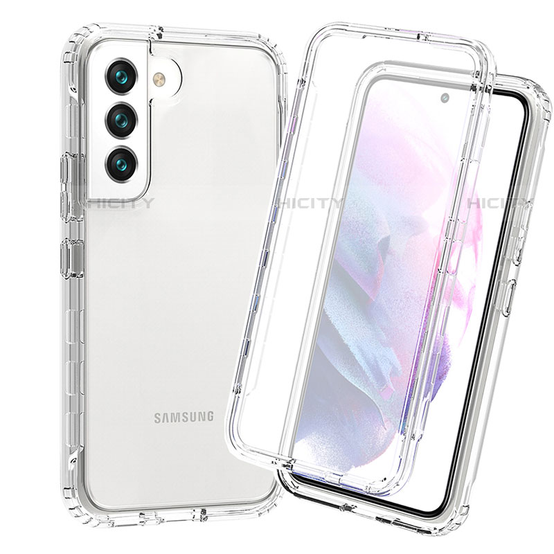 Samsung Galaxy S21 5G用前面と背面 360度 フルカバー 極薄ソフトケース シリコンケース 耐衝撃 全面保護 バンパー 勾配色 透明 サムスン クリア