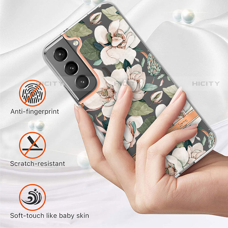 Samsung Galaxy S21 5G用シリコンケース ソフトタッチラバー 花 カバー サムスン 