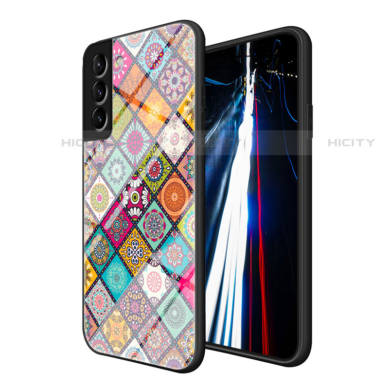 Samsung Galaxy S21 5G用ハイブリットバンパーケース プラスチック パターン 鏡面 カバー サムスン 