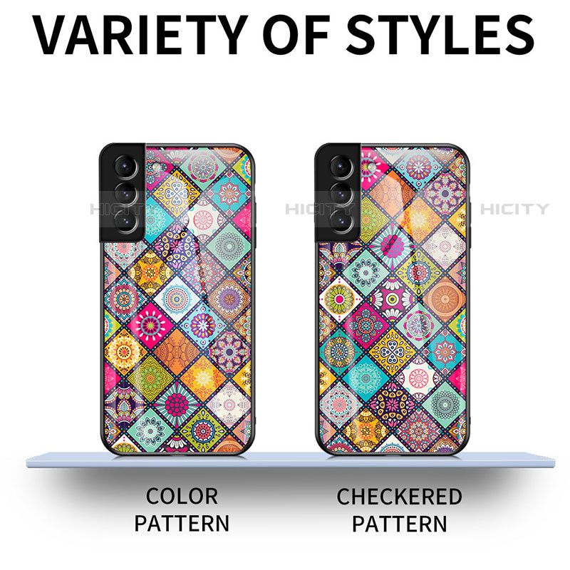 Samsung Galaxy S21 5G用ハイブリットバンパーケース プラスチック パターン 鏡面 カバー サムスン 