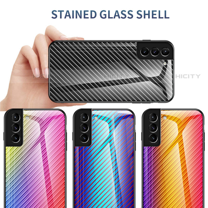 Samsung Galaxy S21 5G用ハイブリットバンパーケース プラスチック 鏡面 虹 グラデーション 勾配色 カバー M01 サムスン 