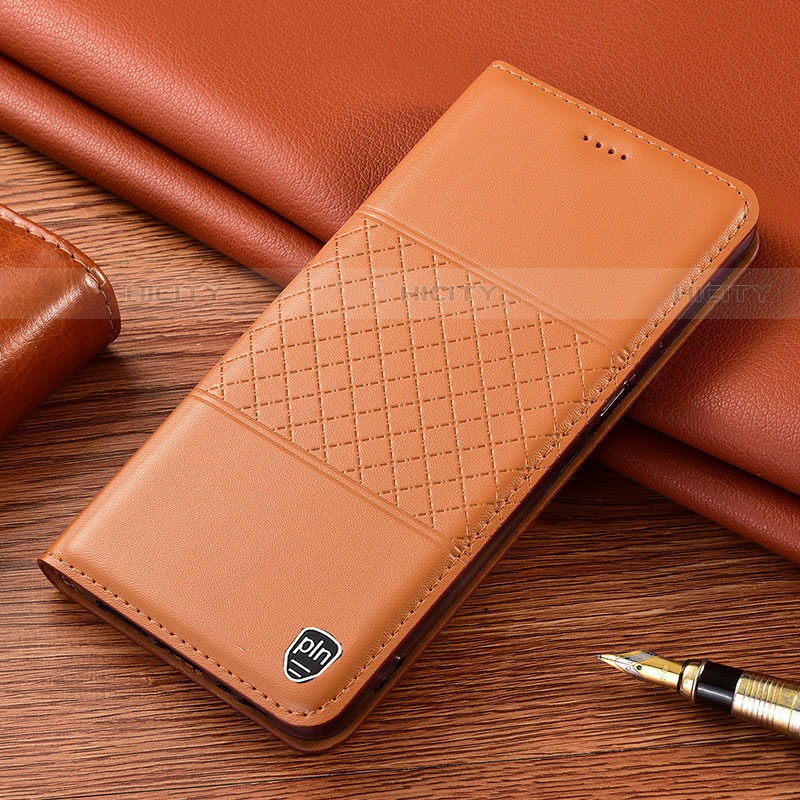 Samsung Galaxy S21 FE 5G用手帳型 レザーケース スタンド カバー H10P サムスン オレンジ