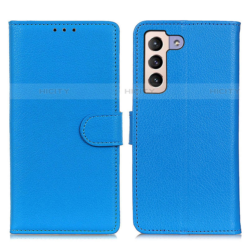 Samsung Galaxy S21 FE 5G用手帳型 レザーケース スタンド カバー A03D サムスン ブルー