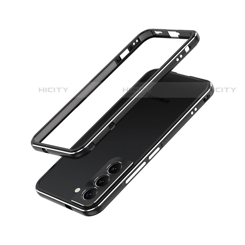 Samsung Galaxy S21 FE 5G用ケース 高級感 手触り良い アルミメタル 製の金属製 バンパー カバー A01 サムスン ブラック