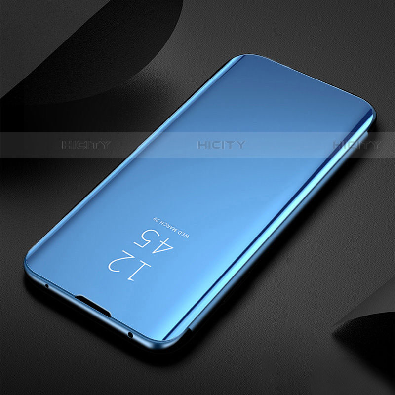 Samsung Galaxy S21 FE 5G用手帳型 レザーケース スタンド 鏡面 カバー L01 サムスン ブルー