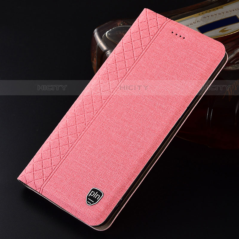 Samsung Galaxy S21 FE 5G用手帳型 布 スタンド H13P サムスン ピンク