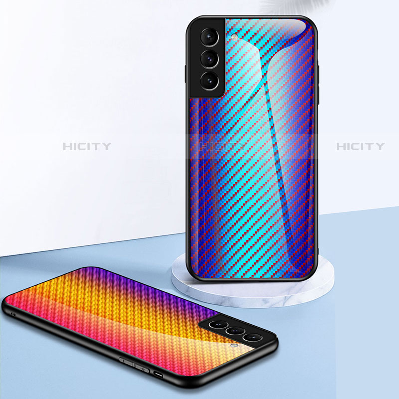 Samsung Galaxy S21 FE 5G用ハイブリットバンパーケース プラスチック 鏡面 虹 グラデーション 勾配色 カバー M01 サムスン 