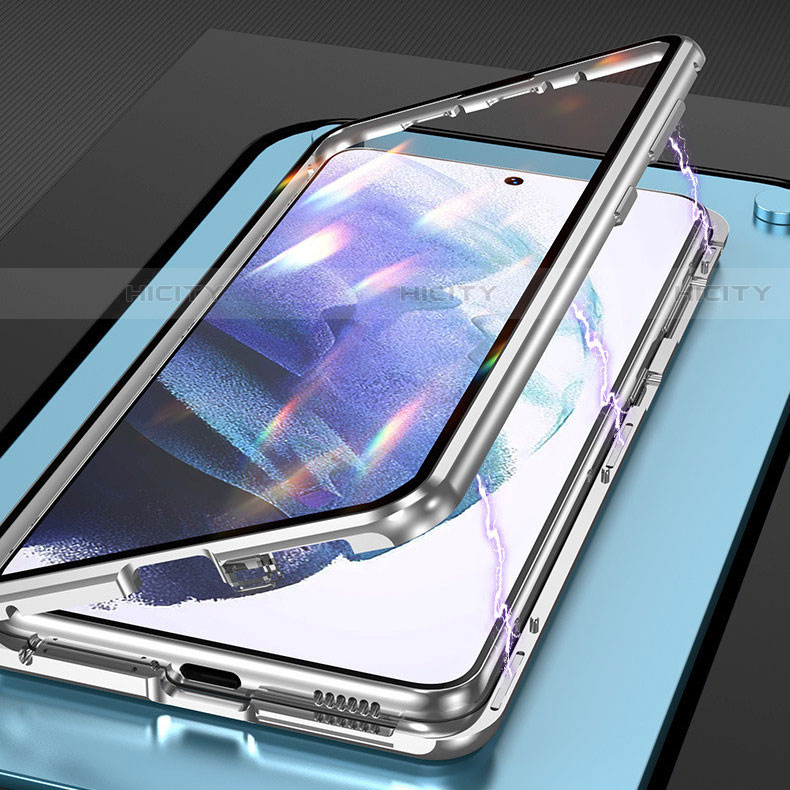 Samsung Galaxy S21 FE 5G用ケース 高級感 手触り良い アルミメタル 製の金属製 360度 フルカバーバンパー 鏡面 カバー M01 サムスン 
