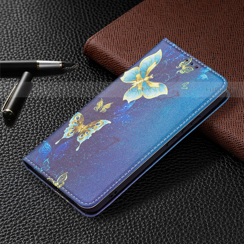 Samsung Galaxy S21 Plus 5G用手帳型 レザーケース スタンド パターン カバー B03F サムスン ミッドナイトネイビー