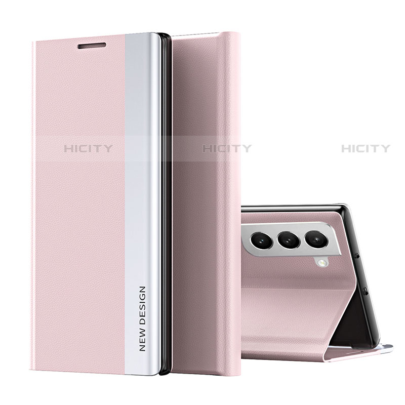 Samsung Galaxy S21 Plus 5G用手帳型 レザーケース スタンド カバー Q01H サムスン ピンク